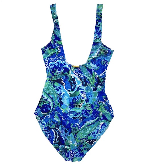 Lauren Ralph Lauren Swim Lauren Ralph Lauren Ruched Blue One Piece